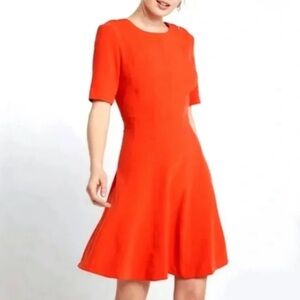 Banana Republic Geo Red Linear Seam Fit And Flare Dress
